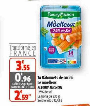 14 bâtonnets de surimi le moelleux fleury michon