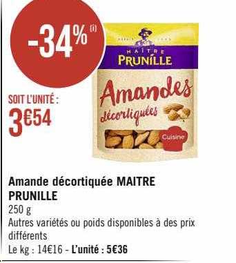 amande décortiquée maître prunille
