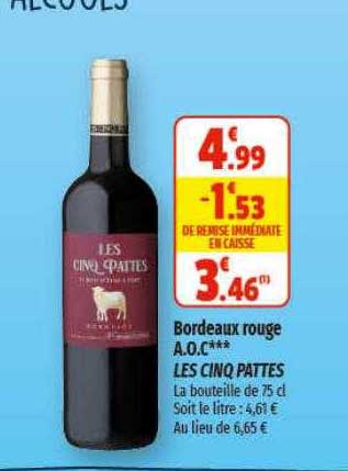 bordeaux rouge a.o.c. les cinq pattes
