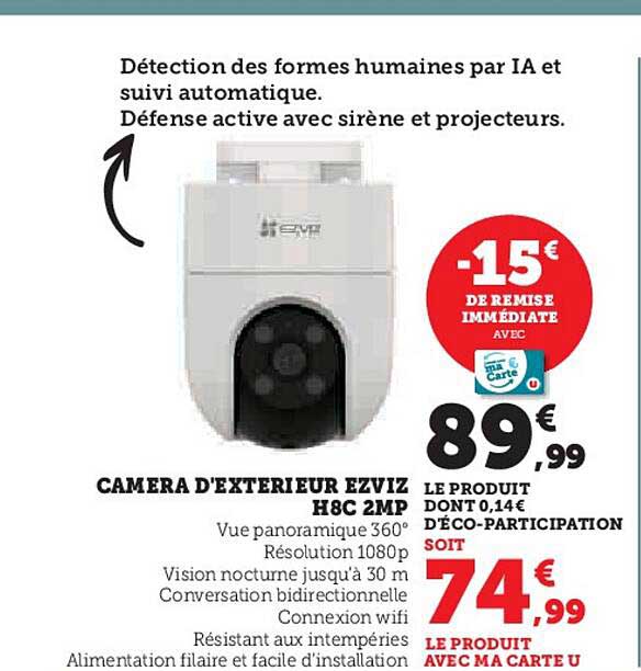 Caméra D'extérieur Ezviz H8c 2mp