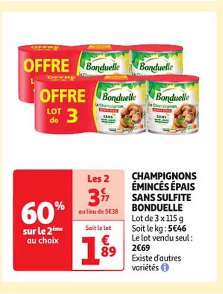 champignons émincés épais sans sulfite bonduelle