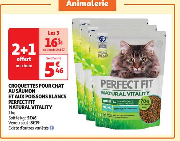 croquettes pour chat au saumon et aux poissons blancs perfect fit natural vitality