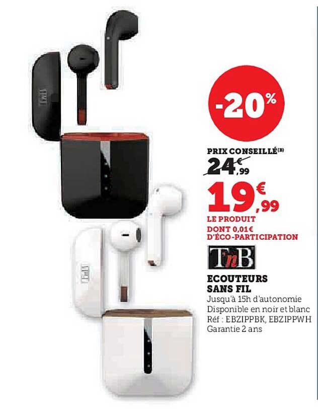 écouteurs Sans Fil T'nb
