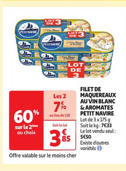 Filet De Maquereaux Au Vin Blanc & Aromates Petit Navire