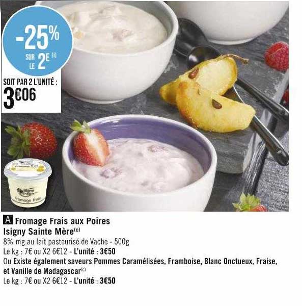 fromage frais aux poires isigny sainte mère