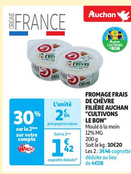 fromage frais de chèvre filière auchan "cultivons le bon"