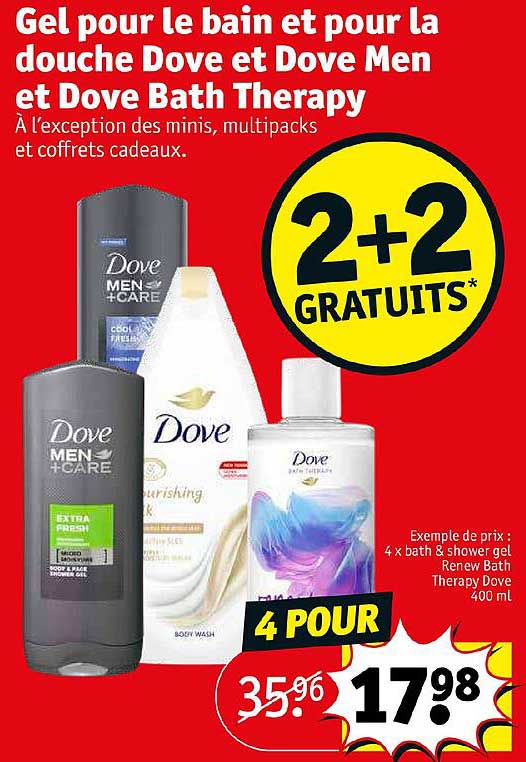gel pour le bain et pour la douche dove et dove men et dove bath therapy