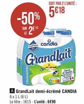 grand lait demi-écrémé candia