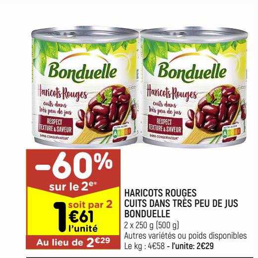 haricots rouges cuits dans très peu de jus bonduelle