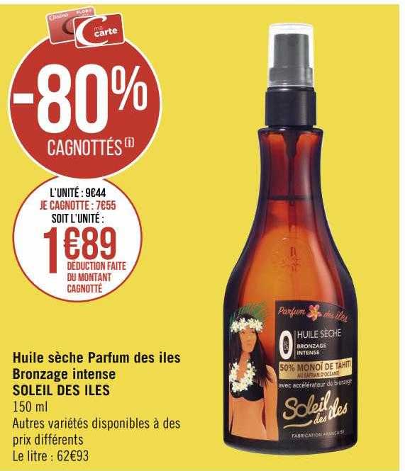 huile sèche parfum des îles bronzage intense soleil des îles