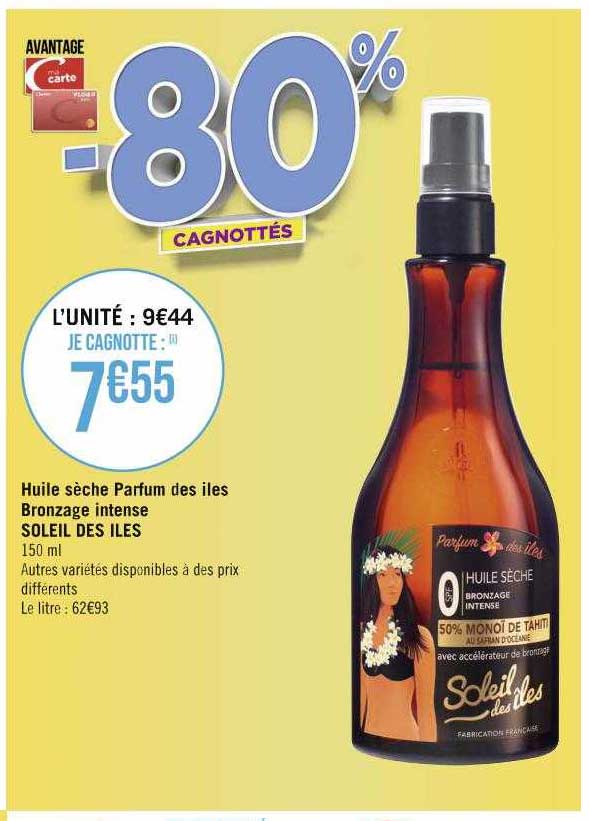 huile sèche parfum des îles bronzage intense soleil des îles