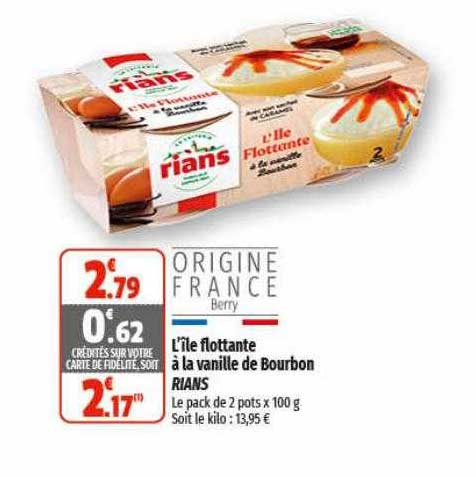 l'île flottante à la vanille de bourbon rians