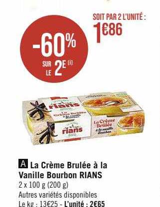 la crème brûlée à la vanille bourbon rians