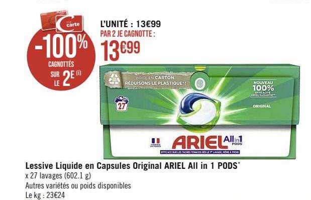 lessive liquide en capsules original ariel all in 1 pods