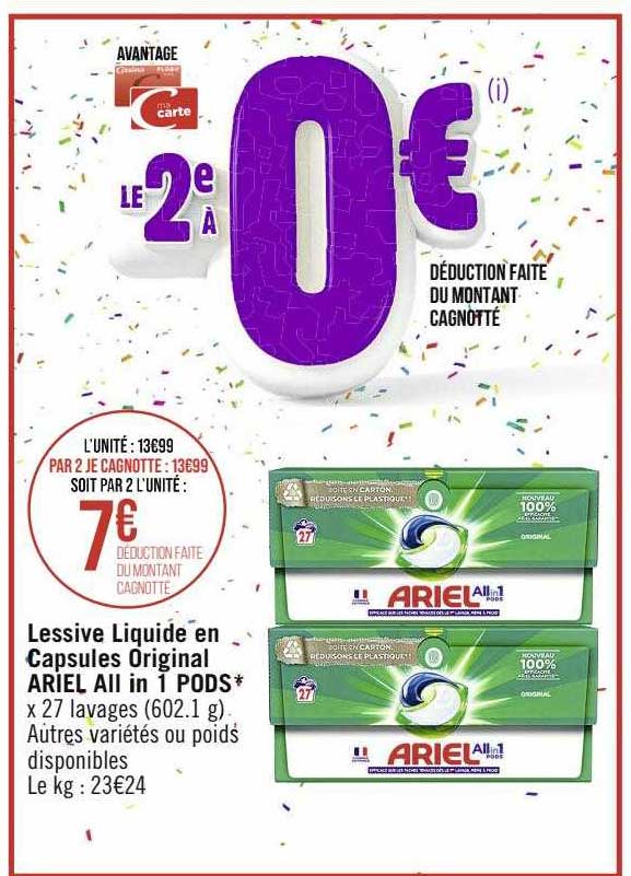lessive liquide en capsules original ariel all in 1 pods