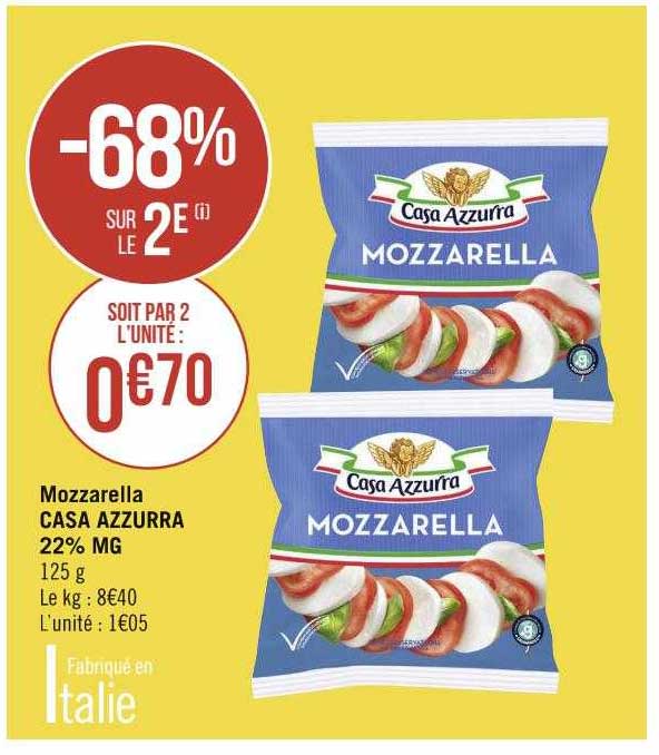mozzarella casa azzurra 22% mg