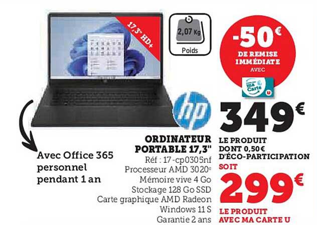 Ordinateur Portable 17,3" Hp