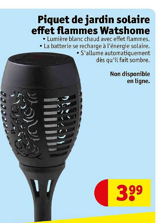 piquet de jardin solaire effet flammes watshome