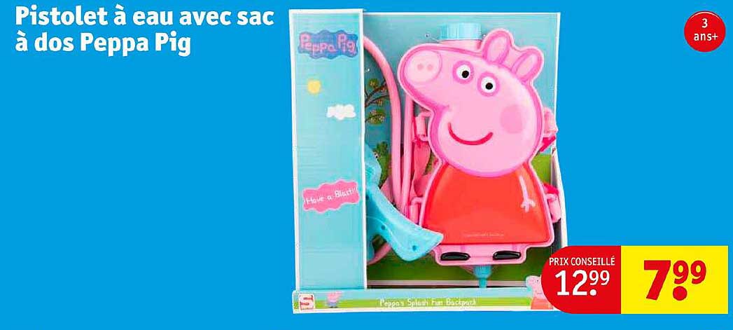 pistolet à eau avec sac à dos peppa pig