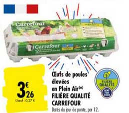 Œufs de poules élevées en Plein air FILIÈRE QUALITÉ CARREFOUR