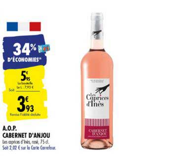 a.o.p. cabernet d'anjou 34% d'économies