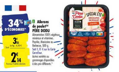 ailerons de poulet père dodu 34% d'économies