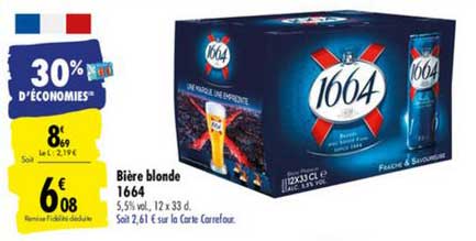 bière blonde 1664 30% d'économies