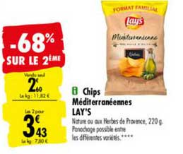 chips méditerranéennes lay's -68% sur le 2ème