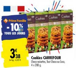 cookies carrefour -10% tous les jours