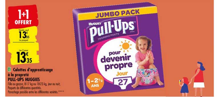 culottes d'apprentissage à la propreté pull-ups huggies 1+1 offert