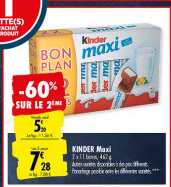 Kinder Maxi -60% Sur Le 2ème