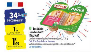 les minis sandwichs daunat 34% d'économies