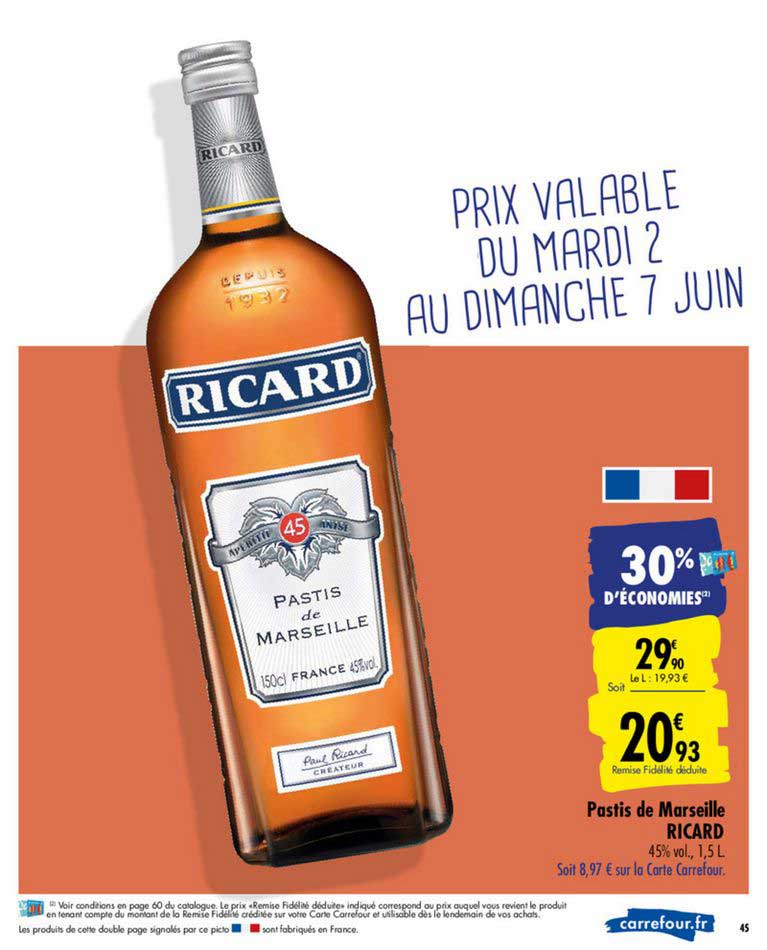 pastis de marseille ricard 30% d'économies