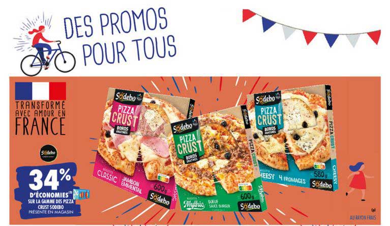 pizza crust sodebo jambon emmental boeuf sauce 4 fromages 34% d'économies