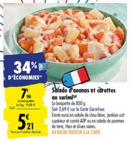 salade d'ananas et carottes au surimi 34% d'économies