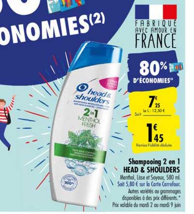 Shampooing 2 En 1 Head & Shoulders 80% D'économies