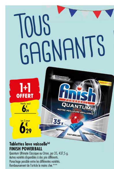 tablettes lave vaisselle finish powerball 1+1 offert