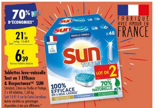 tablettes lave-vaisselle tout en 1 efficace & respectueux sun