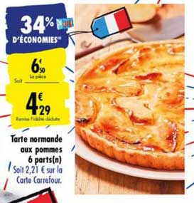tarte normande aux pommes 6 parts 34% d'économies