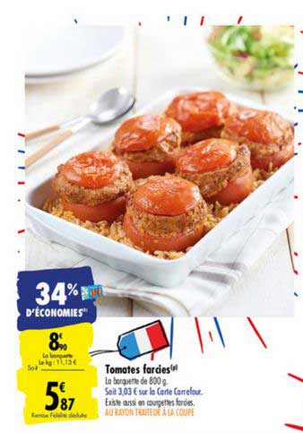 tomates farcies 34% d'économies