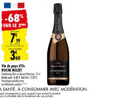 vin de pays d'oc roche mazet -68% sur le 2ème