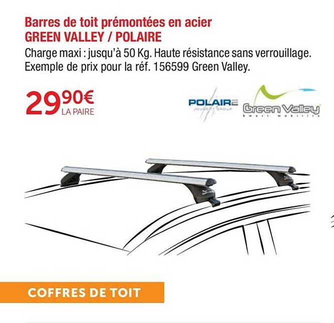 barres de toit prémontées en acier green valley - polaire