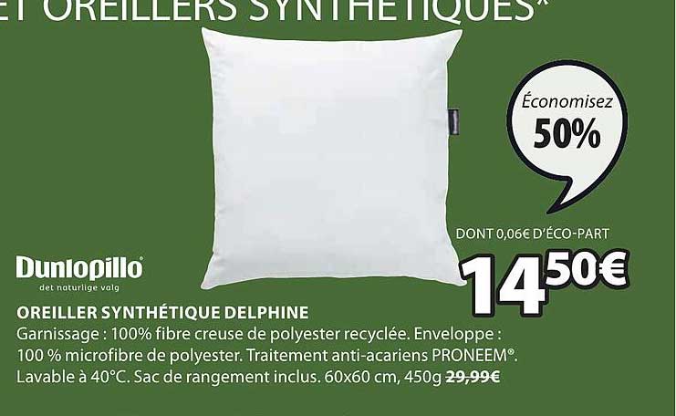 dunlopillo oreiller synthétique delphine