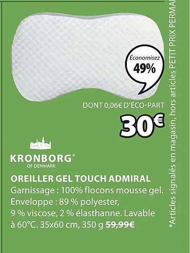 kronborg oreiller gel touch admiral