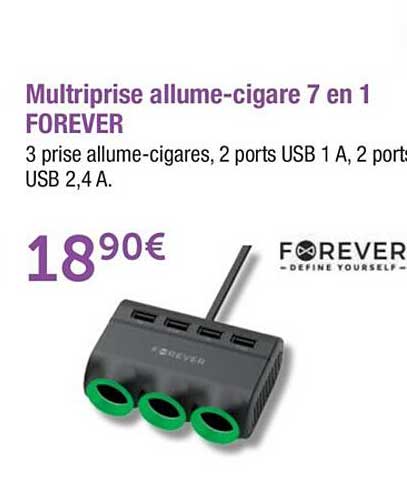multiprise allume-cigare 7 en 1 forever