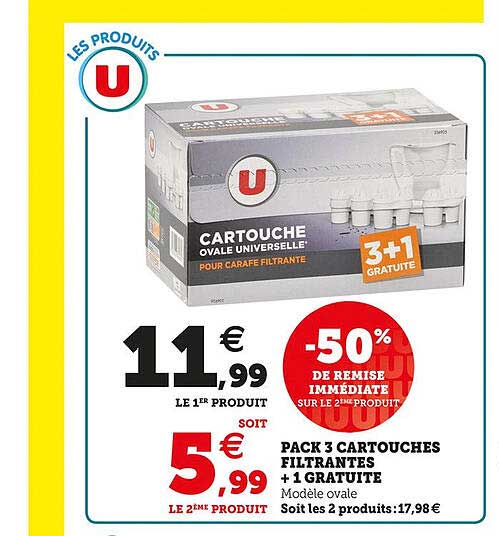 pack 3 cartouches filtrantes + 1 gratuite