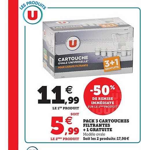pack 3 cartouches filtrantes +1 gratuite