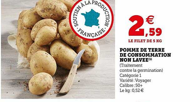 pomme de terre de consommation non lavée