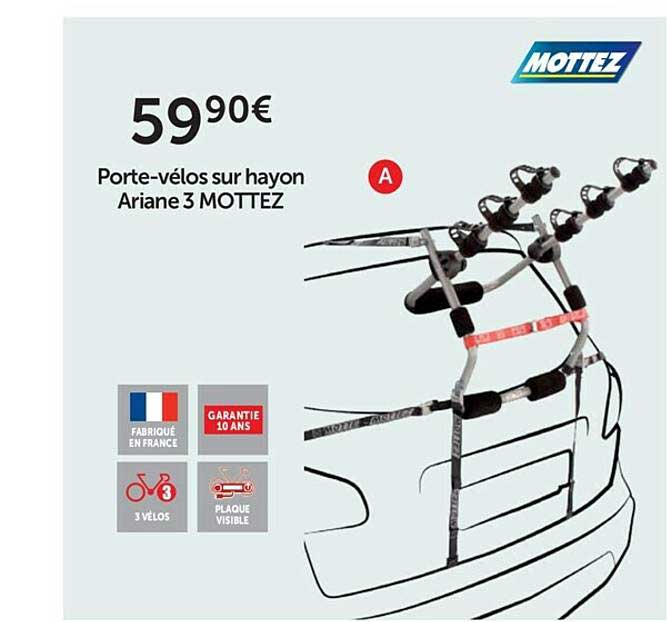 porte-vélos sur hayon ariane 3 mottez