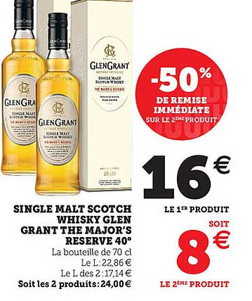 single malt scotch whisky glen grant the major's reserve 40